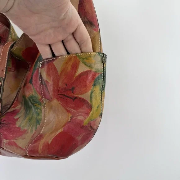 Patricia Nash Floral Hobo Bag Italian Heritage Leather Shoulder Slouchy Cottage - Picture 4 of 16